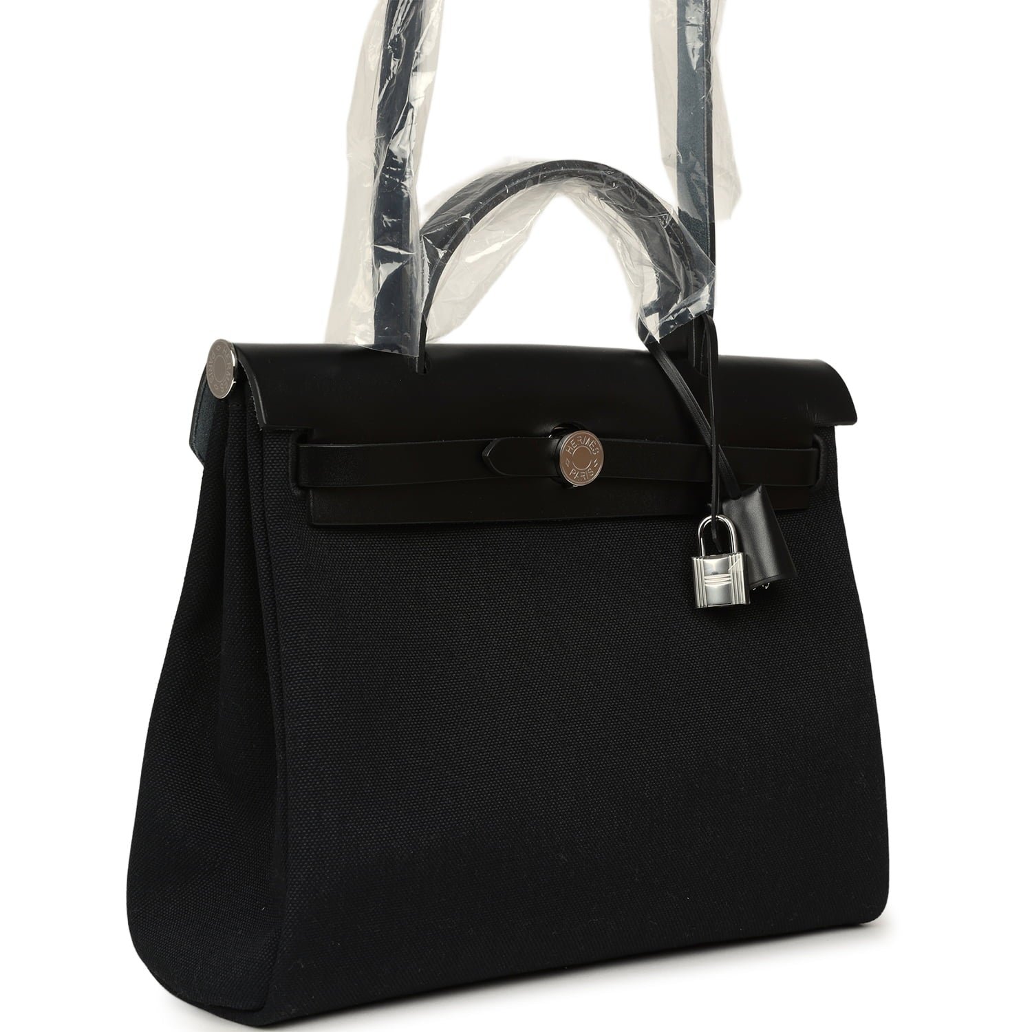 Hermes Herbag Zip 31 PM Black Military Canvas & Vache Hunter Palladium Hardware - Image 2