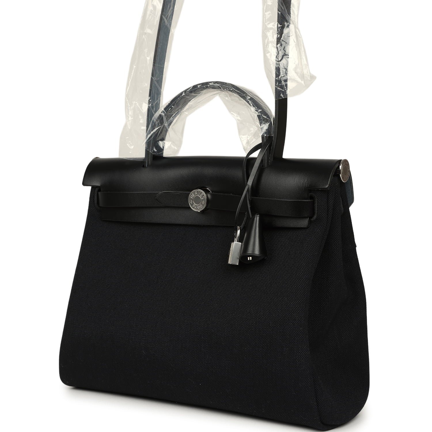 Hermes Herbag Zip 31 PM Black Military Canvas & Vache Hunter Palladium Hardware - Image 5