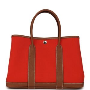 Hermes Garden Party 30 Orange Mécano Toile Officier Canvas and Gold Negonda Palladium Hardware