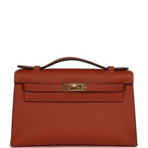 Hermes Kelly Pochette Cuivre Swift Gold Hardware