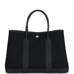 Hermes Garden Party 30 Bleu Indigo Toile Militaire and Negonda Palladium Hardware