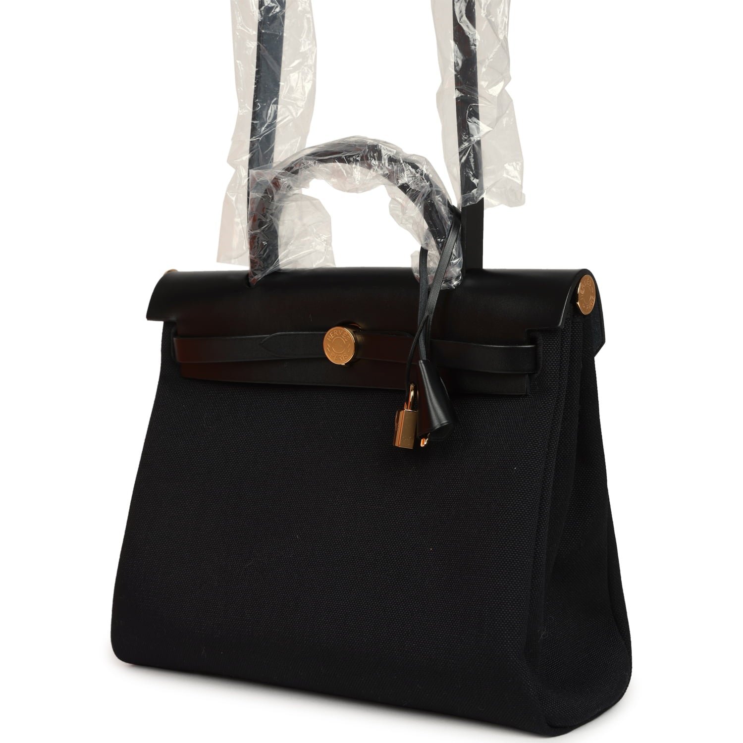 Hermes Herbag Zip 31 PM Black Toile Militaire Canvas, Vache Hunter Gold Hardware - Image 5