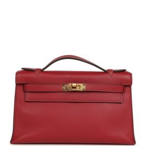 Hermes Kelly Pochette Rubis Swift Gold Hardware