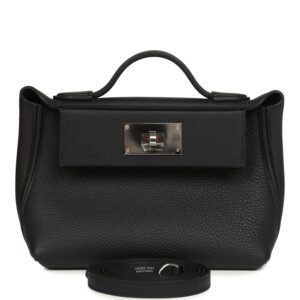 Hermes Mini 24/24 Bag Black Togo, Swift Palladium Hardware