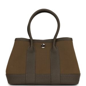 Hermes Garden Party Neo 23 Vert Olive Toile Officier Canvas and Vert Loden Negonda Palladium Hardware