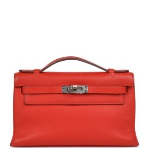 Hermes Kelly Pochette Capucine Swift Palladium Hardware