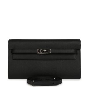 Hermes Kelly Wallet To Go Black Epsom Palladium Hardware