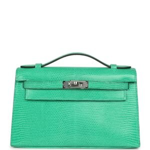 Hermes Kelly Pochette Menthe Varanus Niloticus Lizard Palladium Hardware