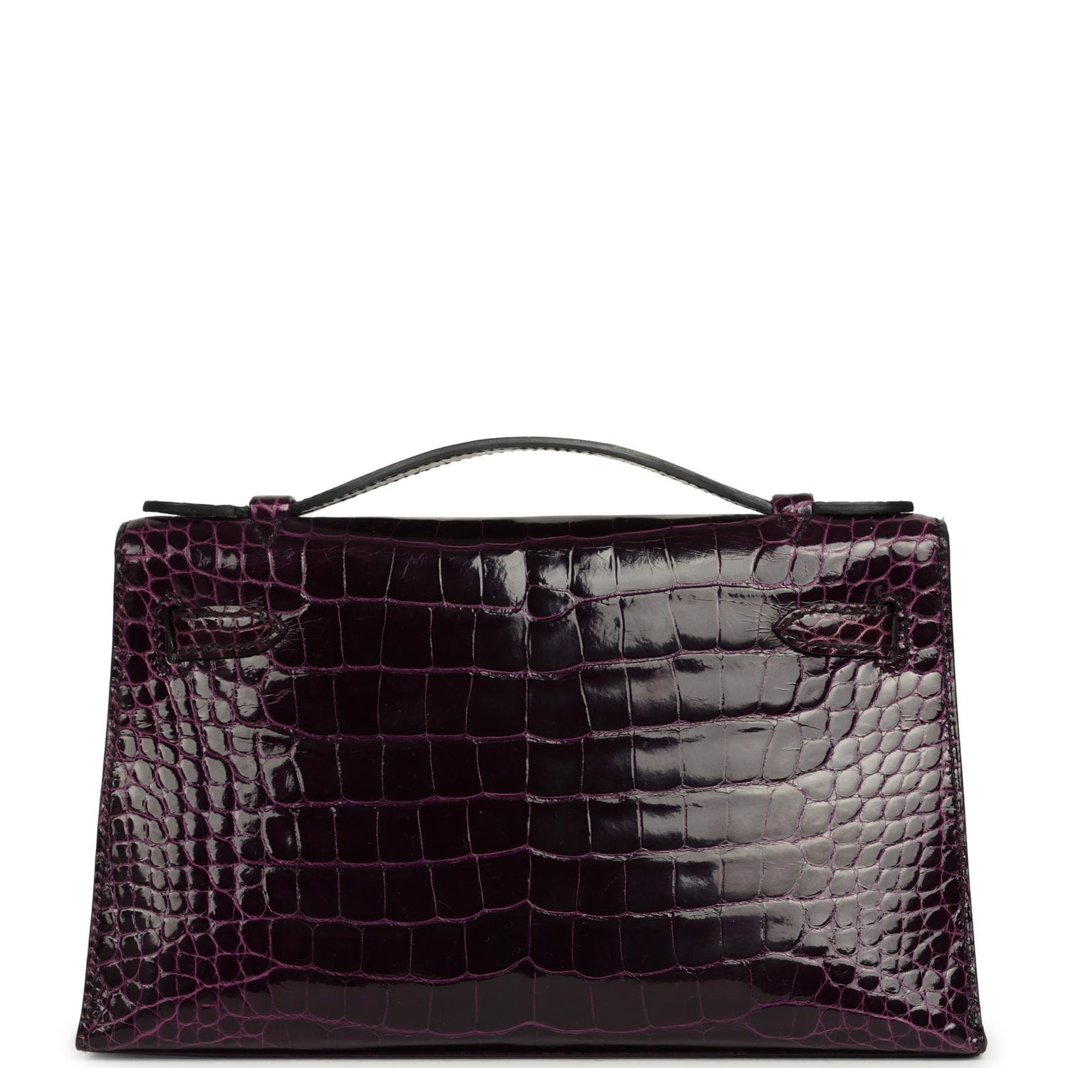 Hermes Kelly Pochette Aubergine Shiny Alligator Gold Hardware - Image 4