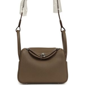 Hermes Mini Lindy II Etoupe Clemence Palladium Hardware