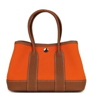 Hermes Garden Party Neo 23 Feu Toile Officier, Gold Negonda Palladium Hardware