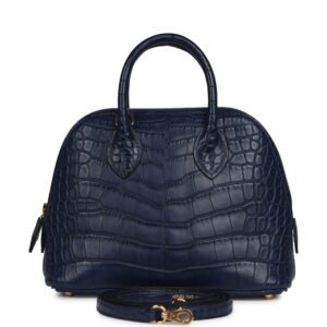 Hermes 1923 Bolide Mini Bleu Saphir Matte Alligator Gold Hardware