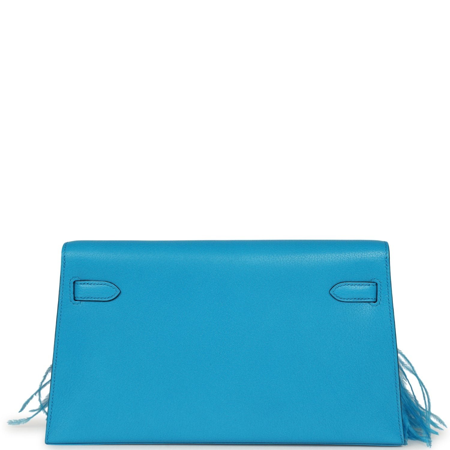 Hermes Kelly Elan Foile Bleu Frida Chevre Chamkila and Ostrich Feathers Palladium Hardware - Image 4