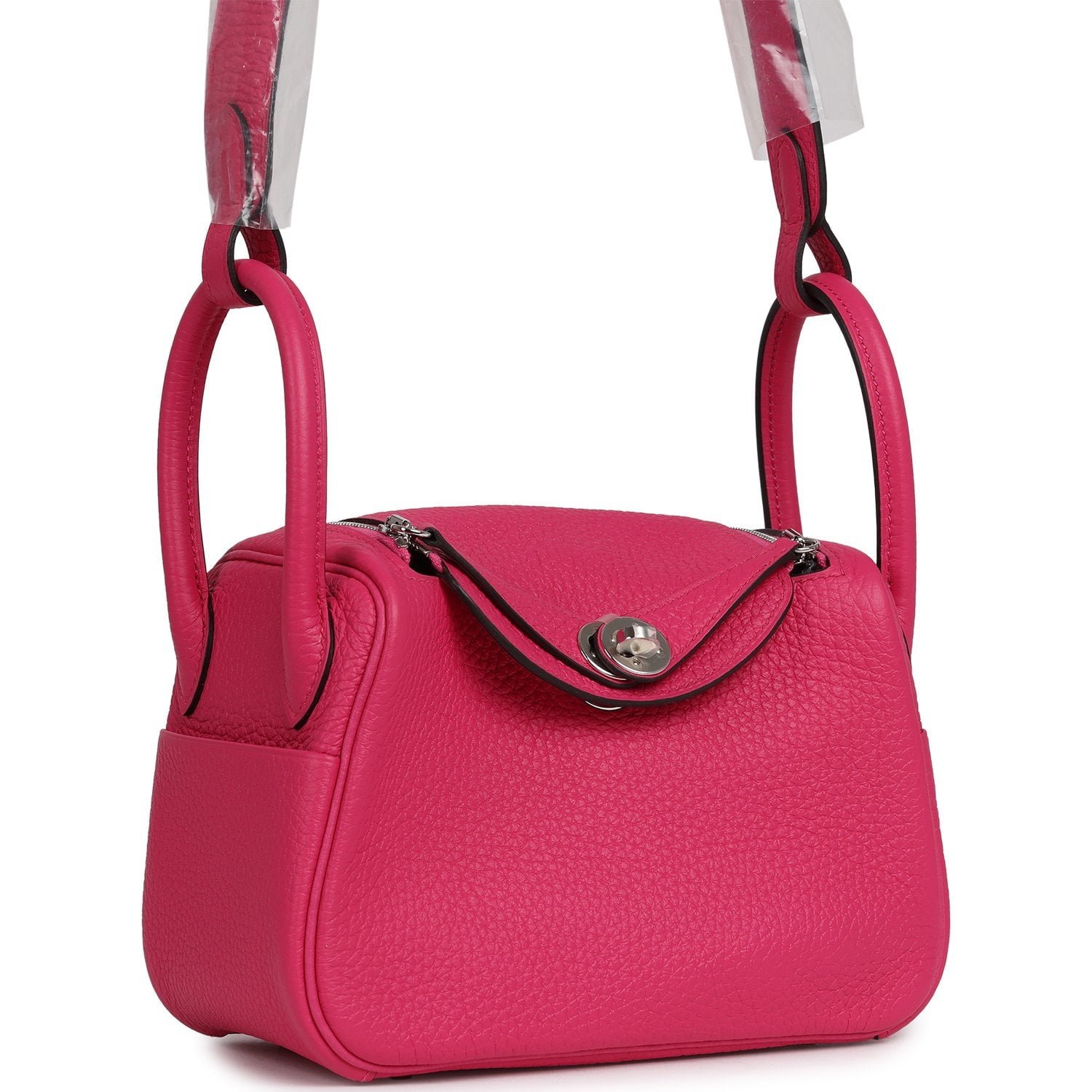 Hermes Mini Lindy Rose Shocking Clemence Palladium Hardware - Image 2