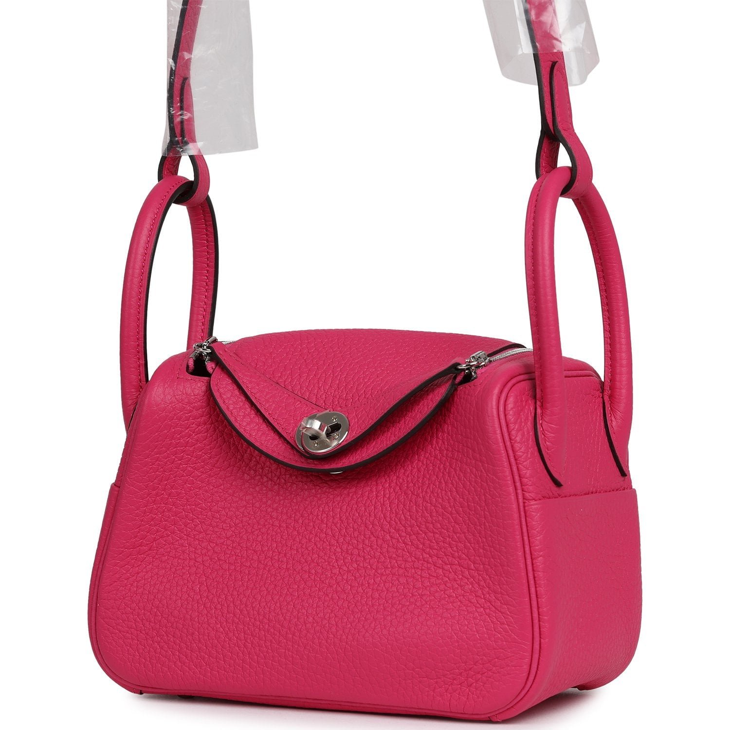 Hermes Mini Lindy Rose Shocking Clemence Palladium Hardware - Image 5