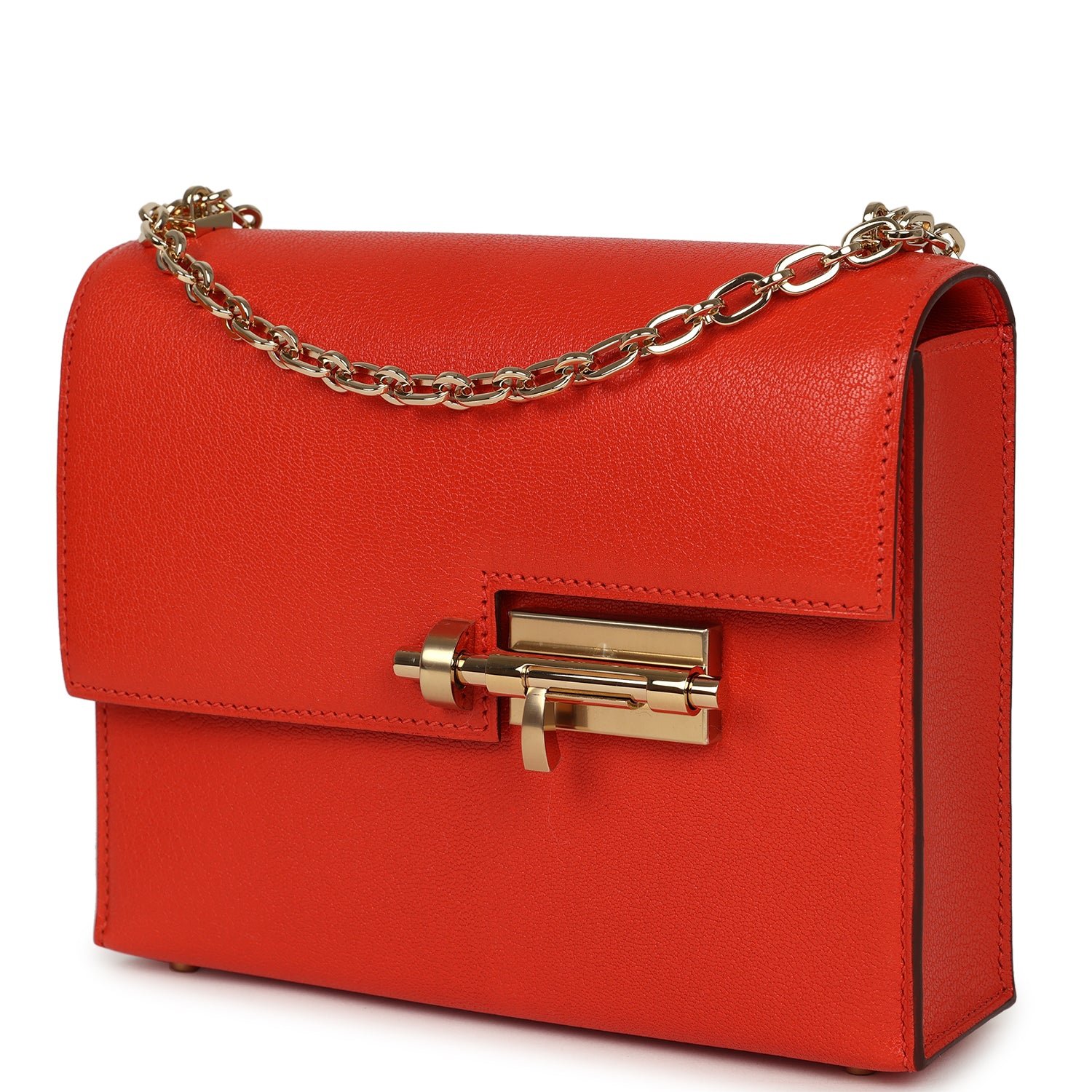 Hermes Mini Verrou Chaine Bag Capucine Chevre Chamkila Permabrass Hardware - Image 5