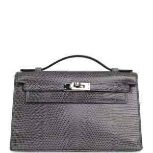Hermes Kelly Pochette Ardoise Varanus Niloticus Lizard Palladium Hardware