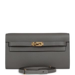 Hermes Kelly Wallet To Go Gris Meyer Epsom Gold Hardware