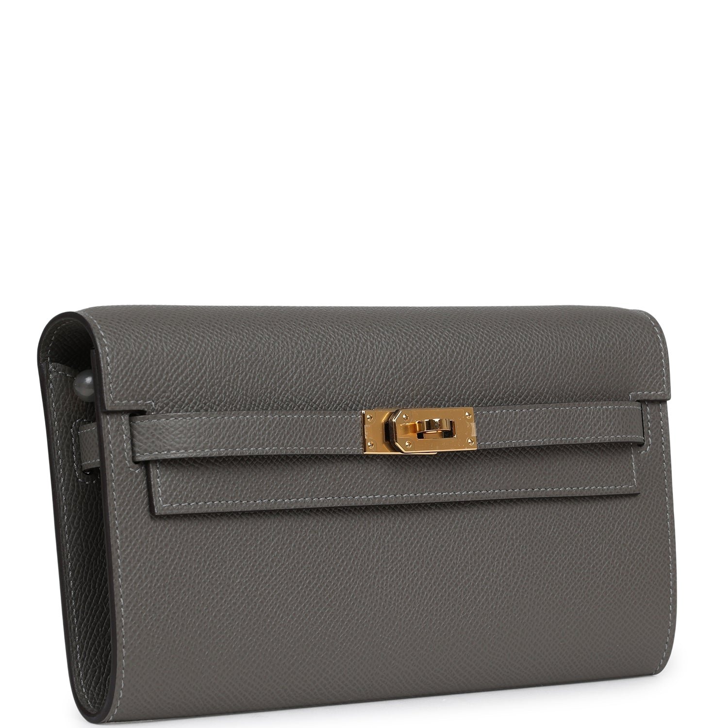Hermes Kelly Wallet To Go Gris Meyer Epsom Gold Hardware - Image 2