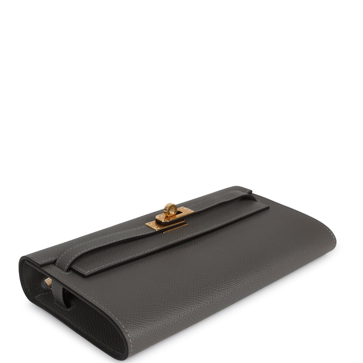 Hermes Kelly Wallet To Go Gris Meyer Epsom Gold Hardware - Image 3