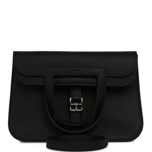 Hermes Halzan 25 Black Clemence Palladium Hardware