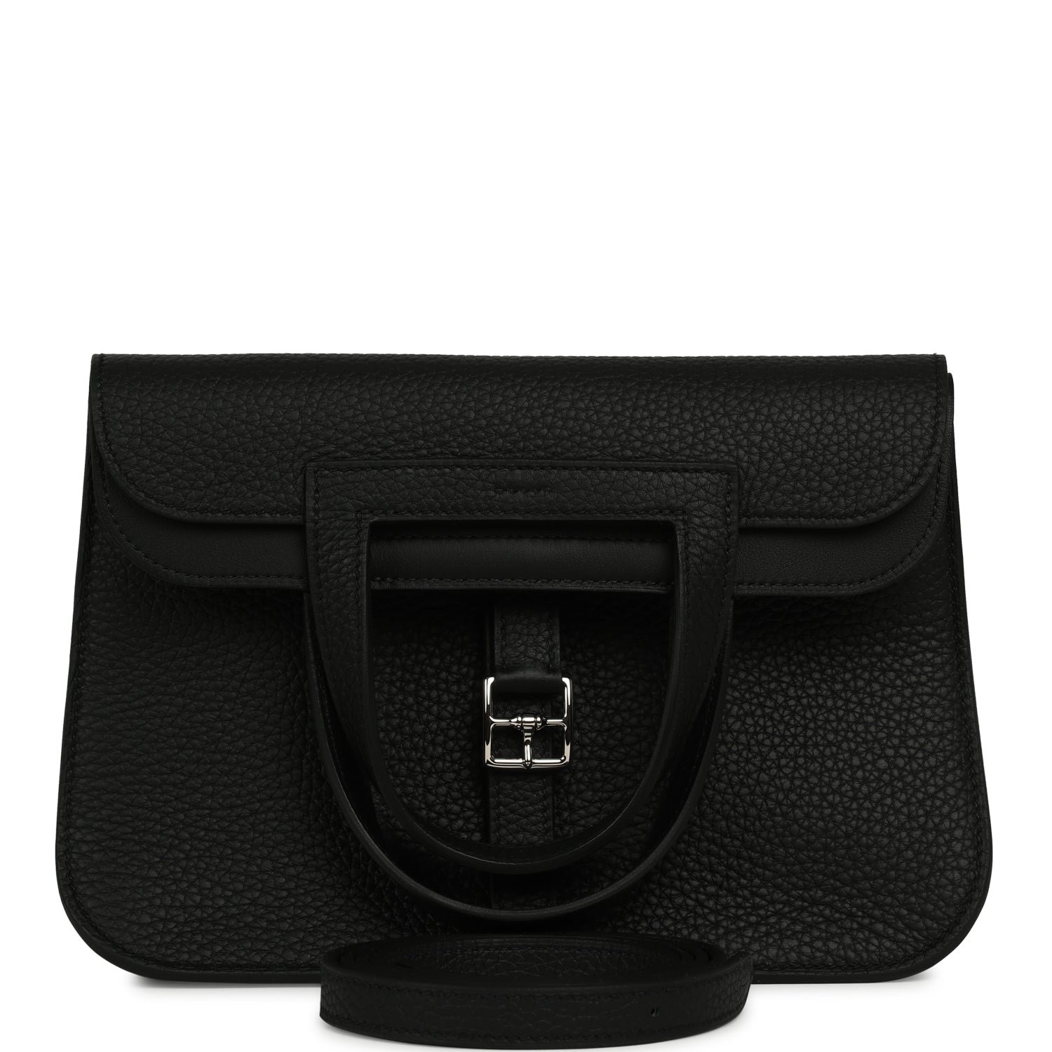 Hermes Halzan 25 Black Clemence Palladium Hardware