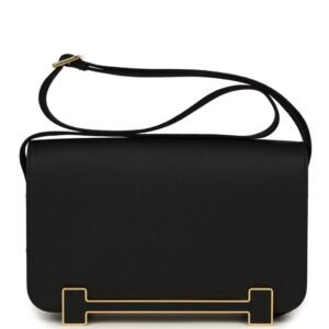 Hermes Geta Slim Bag Black Epsom Gold Hardware