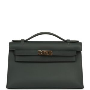 Hermes Kelly Pochette Vert Mangrove Swift Permabrass Hardware