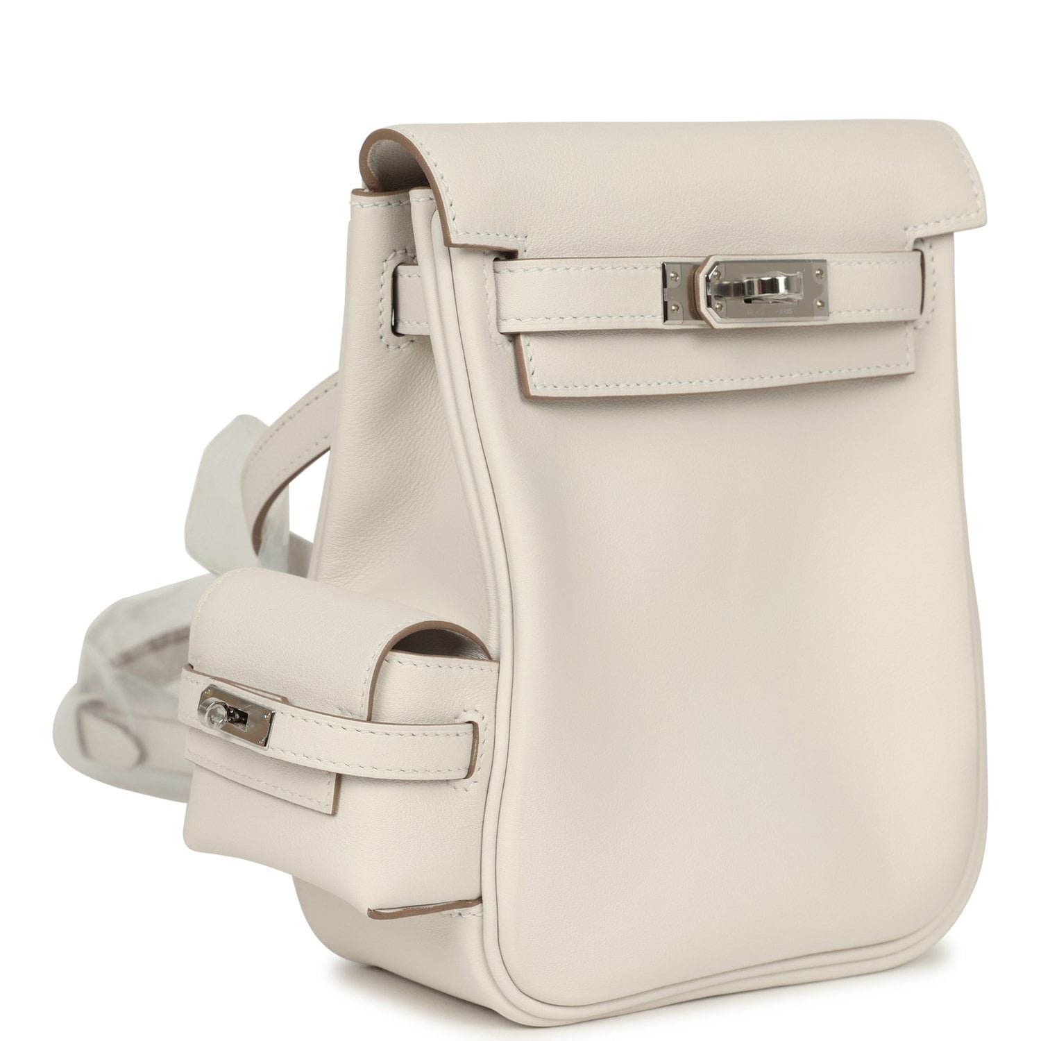 Hermes Mini Kelly Jump Backpack Gris Pale Swift Palladium Hardware - Image 2