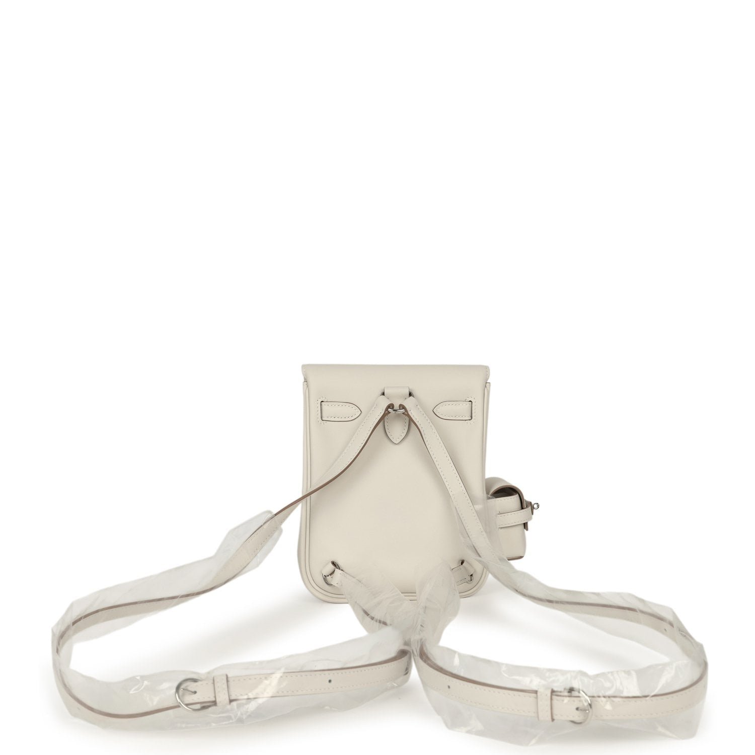 Hermes Mini Kelly Jump Backpack Gris Pale Swift Palladium Hardware - Image 4