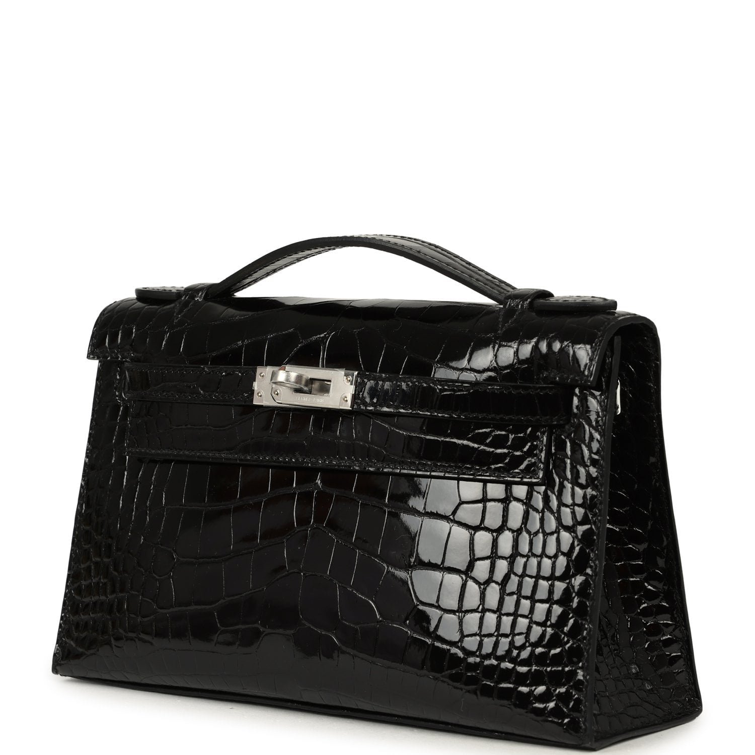 Hermes Special Order (HSS) Kelly Pochette Black Verso Shiny Alligator Palladium Hardware - Image 5