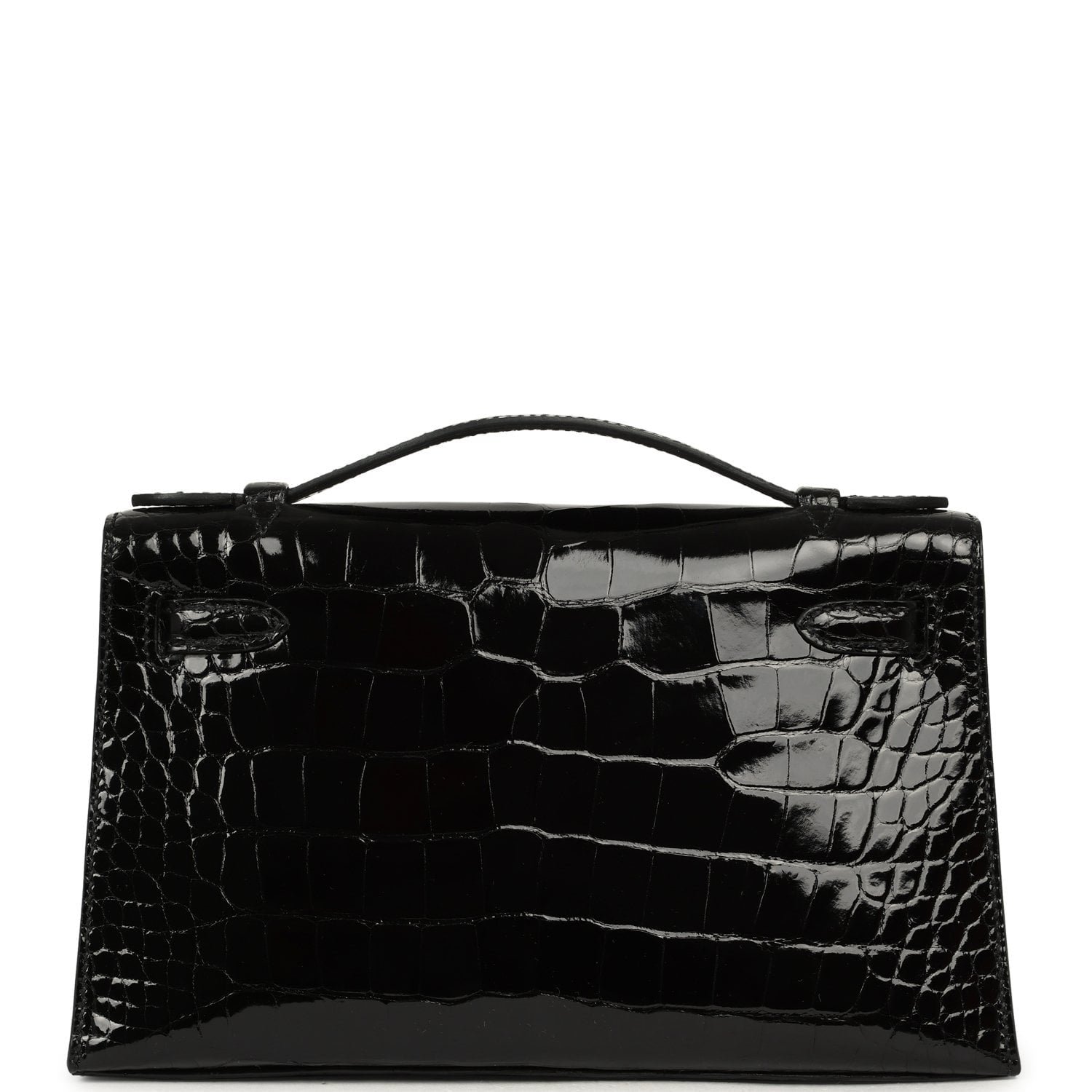 Hermes Special Order (HSS) Kelly Pochette Black Verso Shiny Alligator Palladium Hardware - Image 4