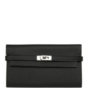 Hermes Kelly Long Wallet Black Epsom Palladium Hardware (MAC-H-FBSLG-260914-3)