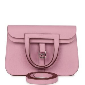 Hermes Halzan 25 Mauve Sylvestre Clemence Palladium Hardware