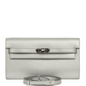 Hermes Kelly Wallet To Go Argent Chevre Chamkilight Palladium Hardware