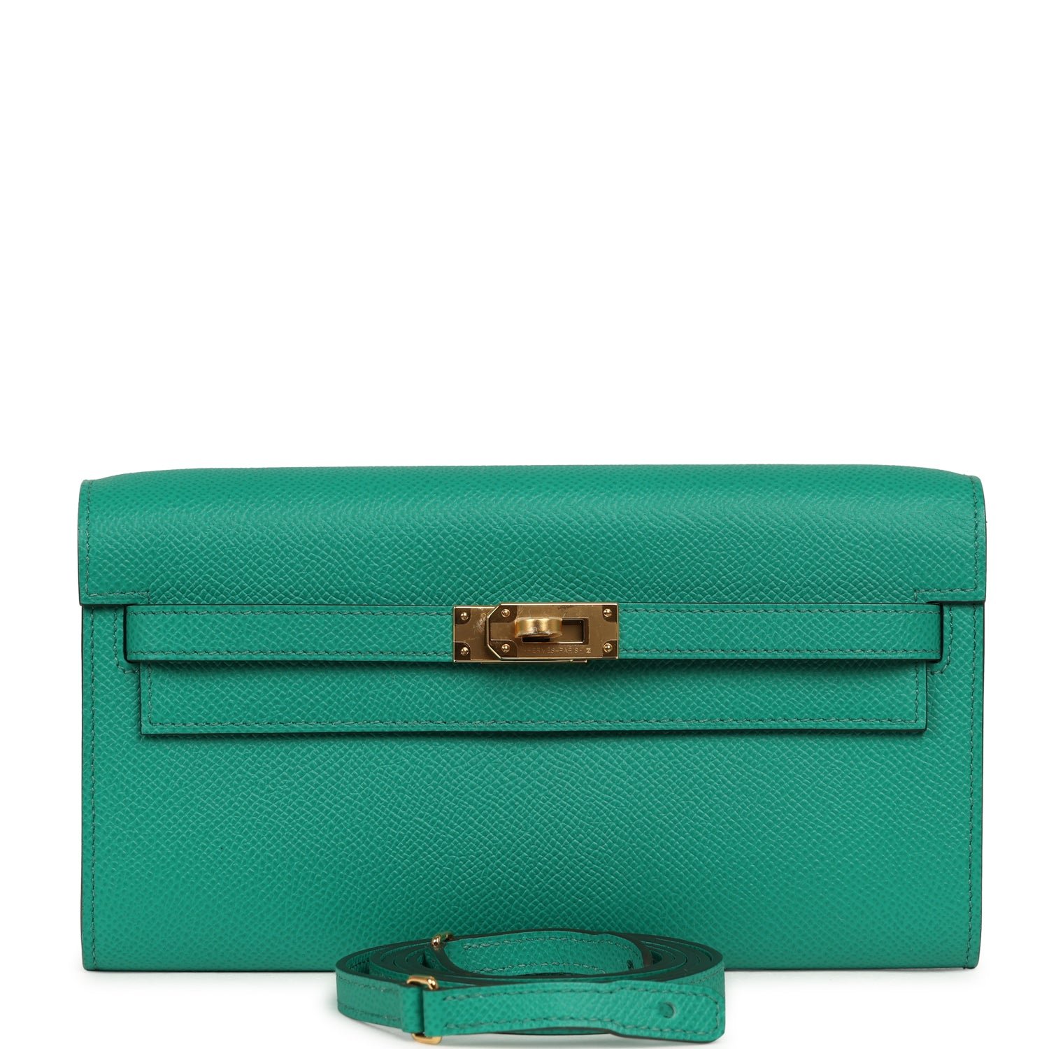 Hermes Kelly Wallet To Go Vert Vertigo Verso Epsom Gold Hardware