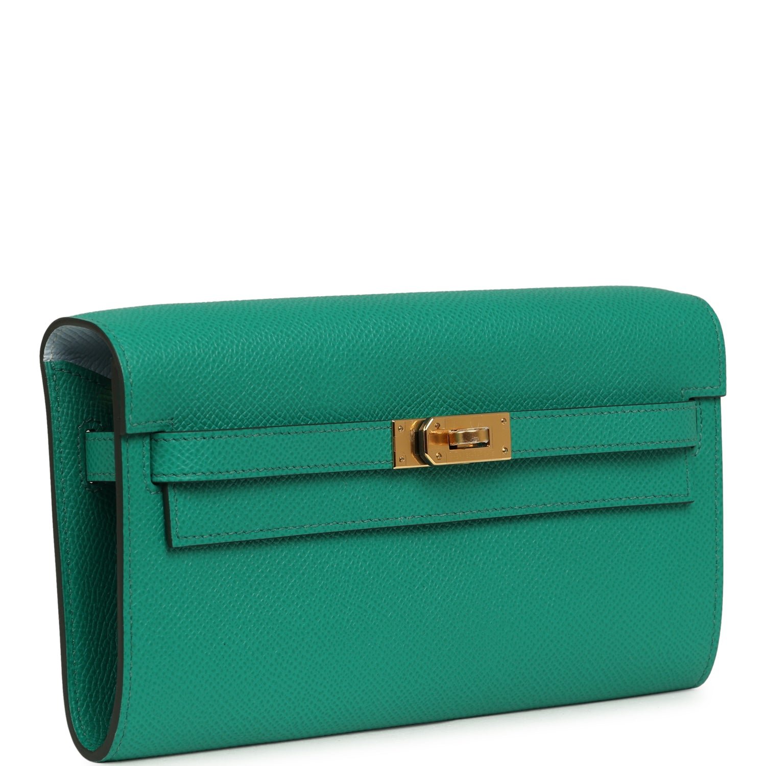 Hermes Kelly Wallet To Go Vert Vertigo Verso Epsom Gold Hardware - Image 2