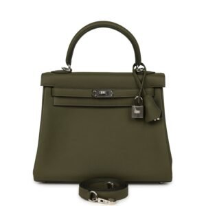 Hermes Kelly Retourne 25 Vert Veronese Togo Palladium Hardware