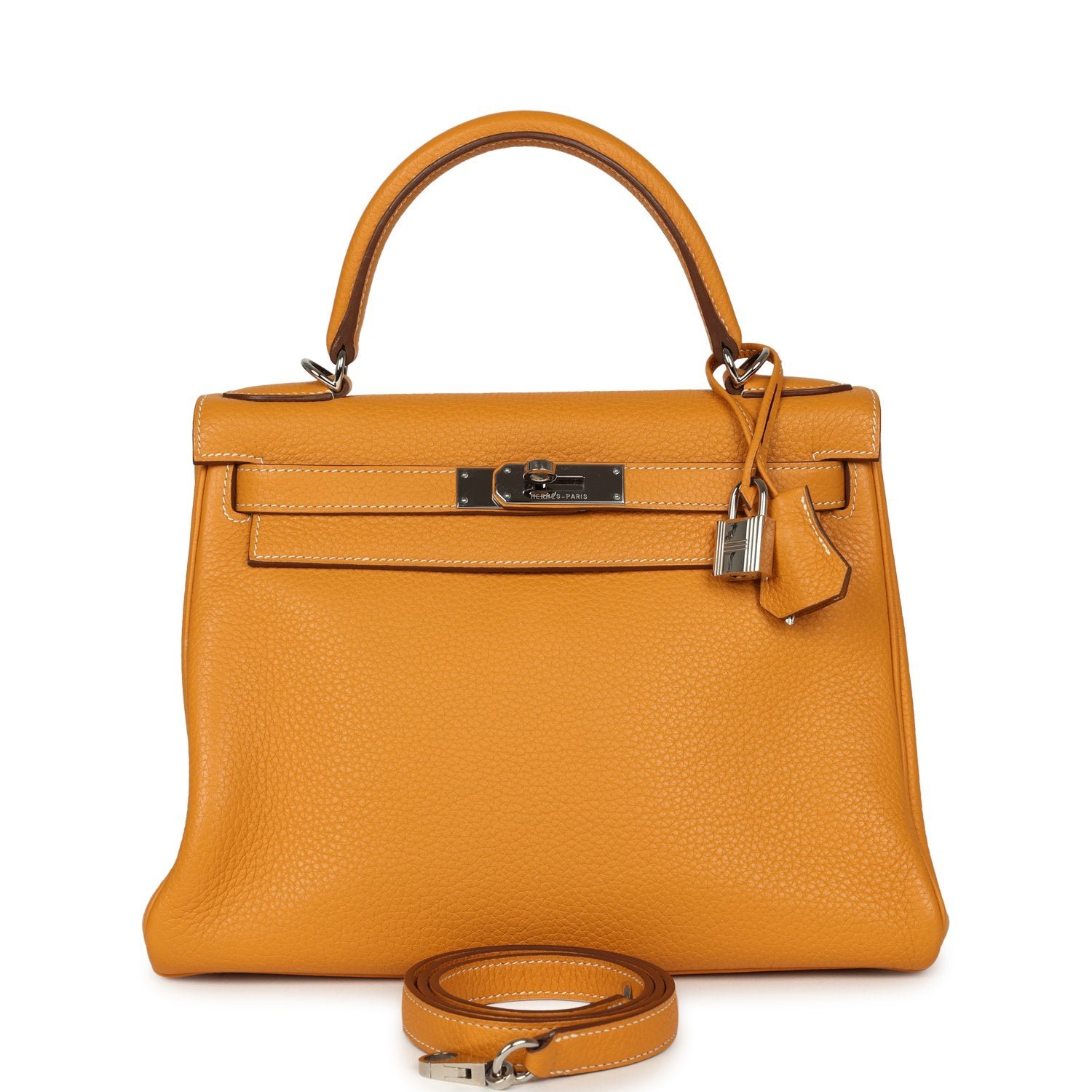 Hermes Kelly Retourne 28 Moutarde Clemence Palladium Hardware