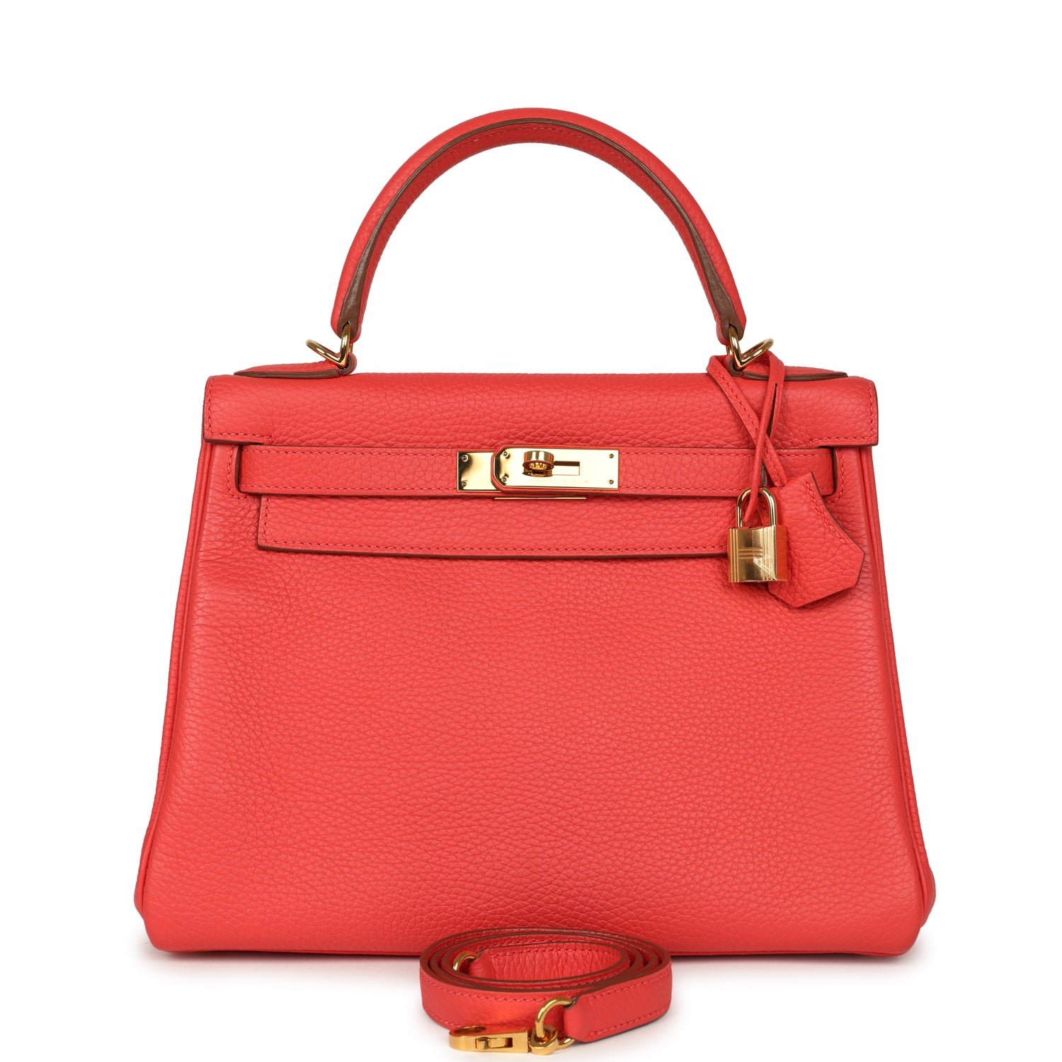 Hermes Kelly Retourne 28 Rose Jaipur Clemence Gold Hardware