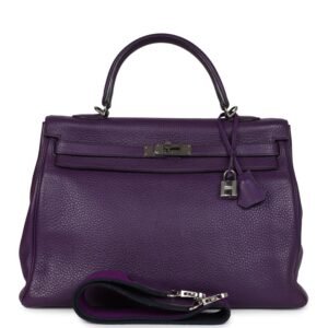 Hermes Kelly Retourne 35 Ultraviolet Clemence Palladium Hardware