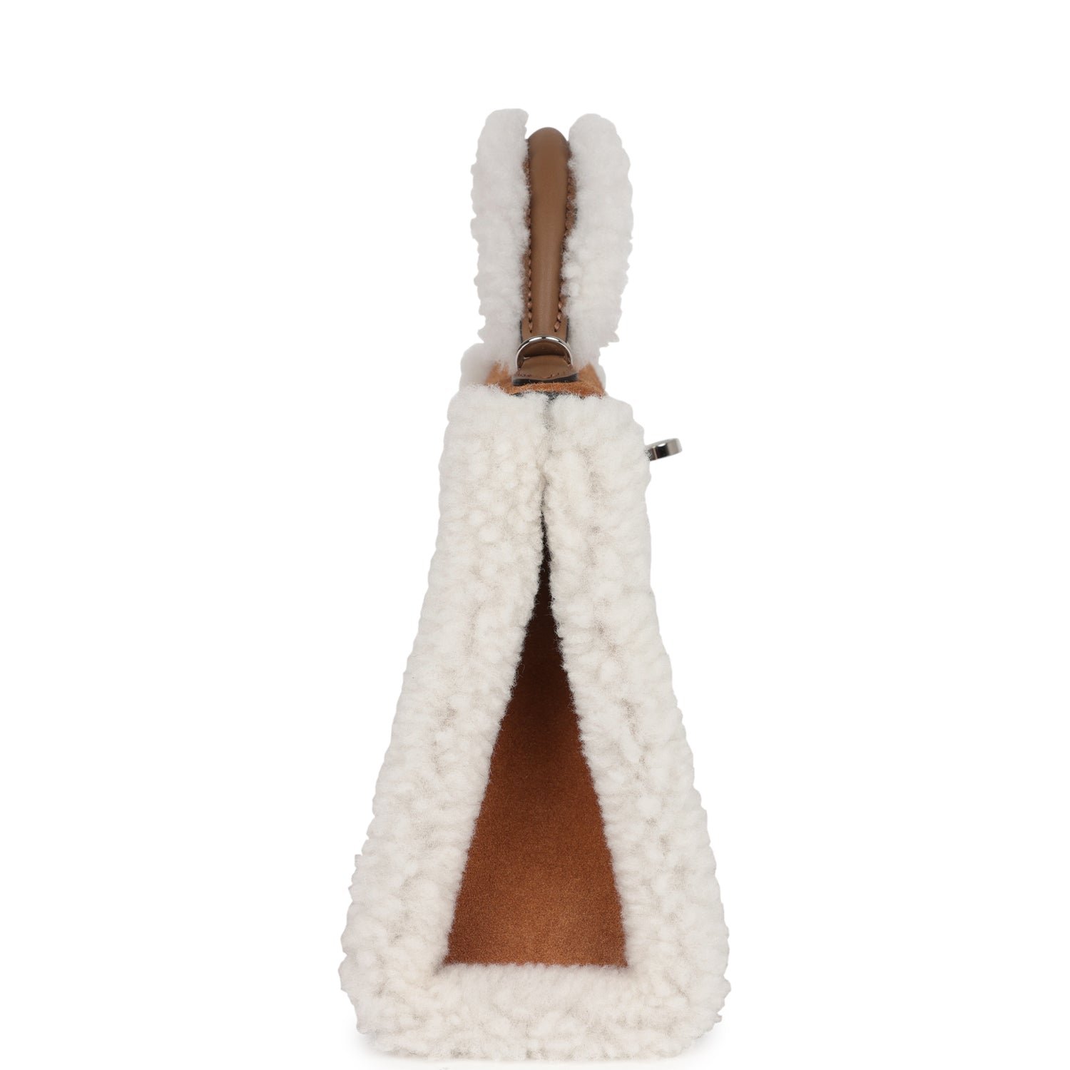 Hermes Teddy Kelly 20 Chamois Shearling and Swift Palladium Hardware - Image 3