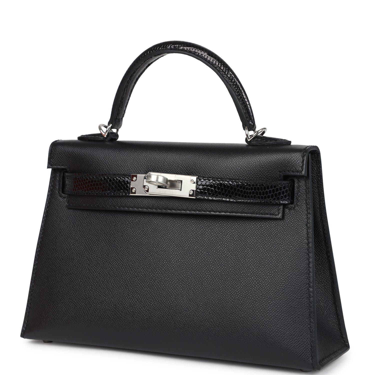 Hermes Kelly Sellier 20 Black Madame and Shiny Varanus Lizard Touch Palladium Hardware - Image 5