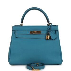Hermes Kelly Retourne 28 Turquoise Togo Gold Hardware
