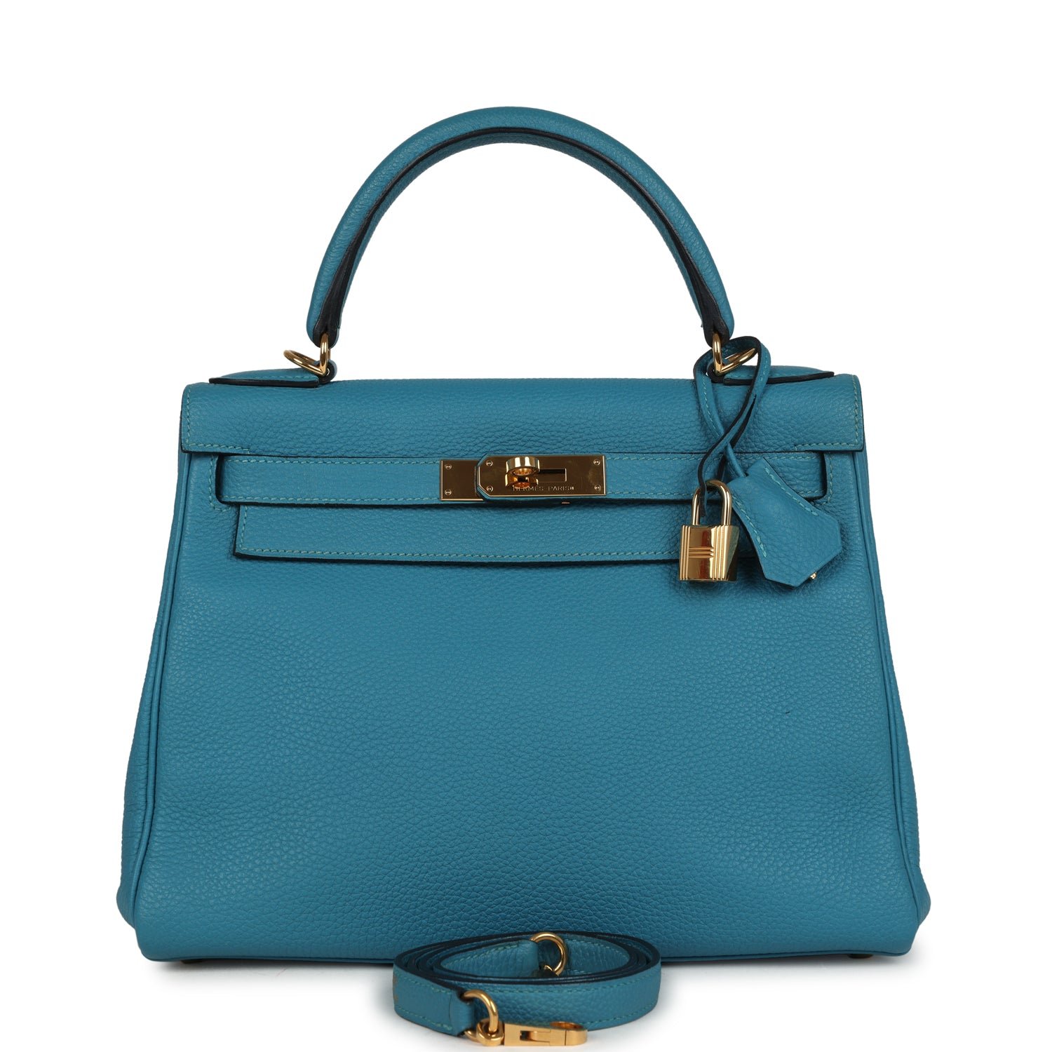 Hermes Kelly Retourne 28 Turquoise Togo Gold Hardware
