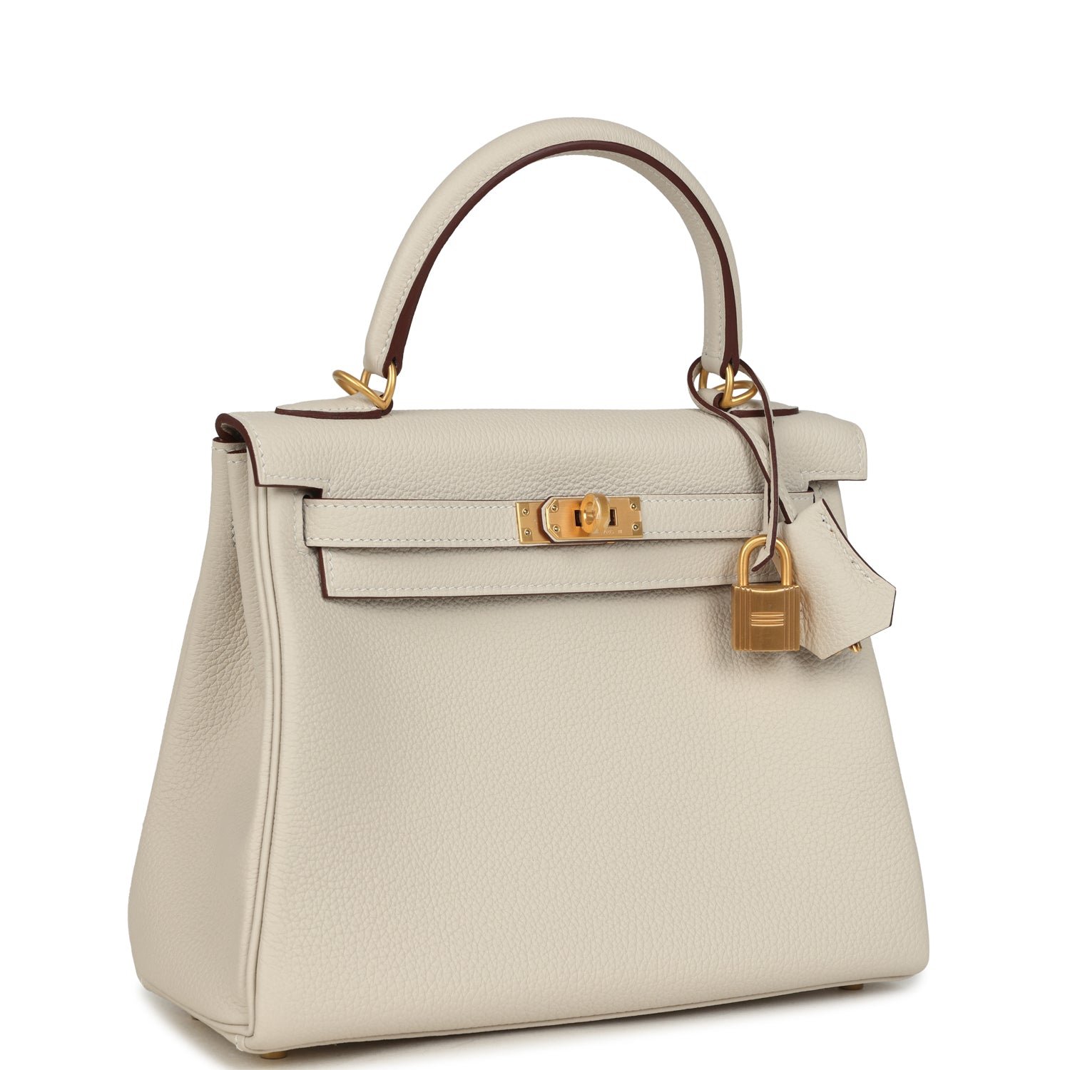 Hermes Special Order (HSS) Kelly Retourne 25 Craie Verso Togo Brushed Gold Hardware - Image 2
