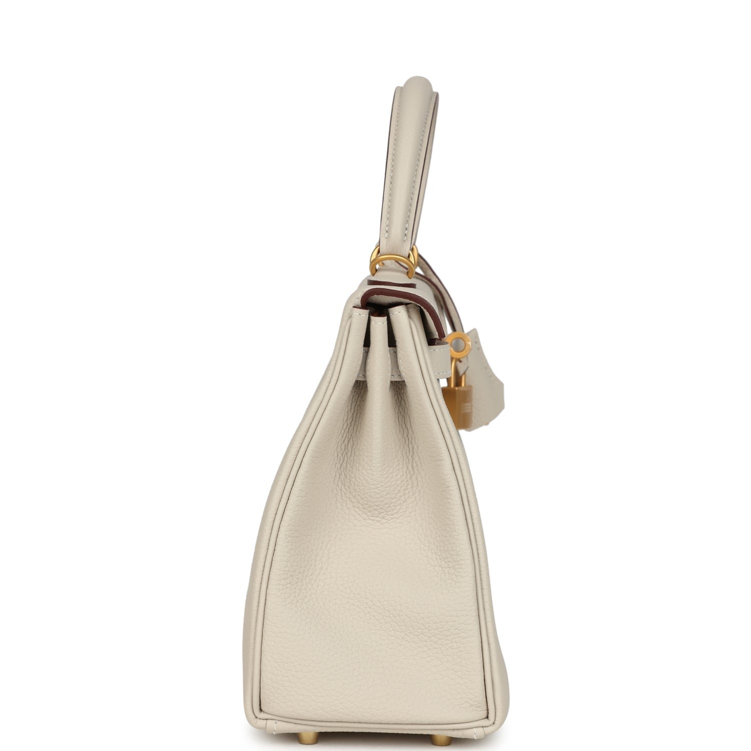 Hermes Special Order (HSS) Kelly Retourne 25 Craie Verso Togo Brushed Gold Hardware - Image 3