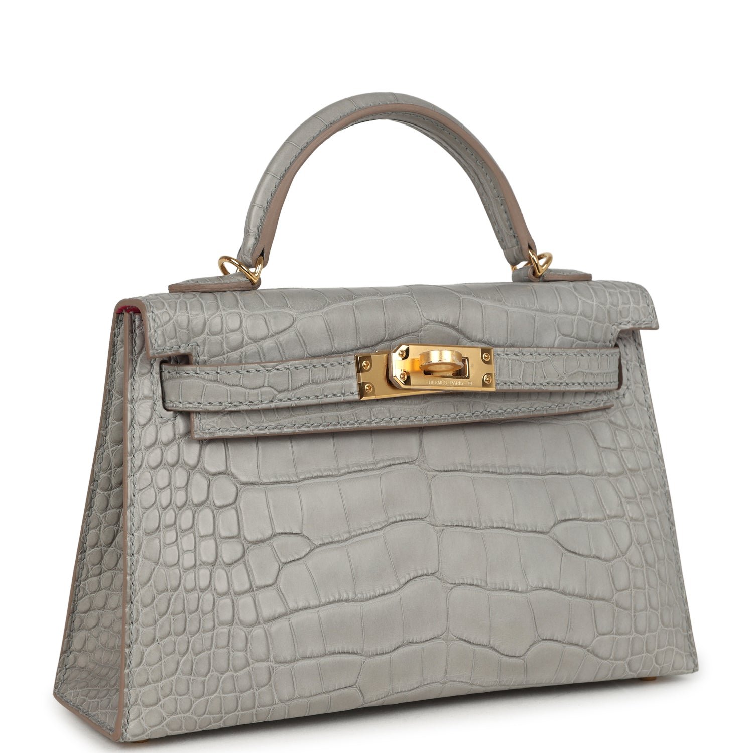 Hermes Special Order (HSS) Kelly Sellier 20 Gris Perle Verso Matte Alligator Gold Hardware - Image 2