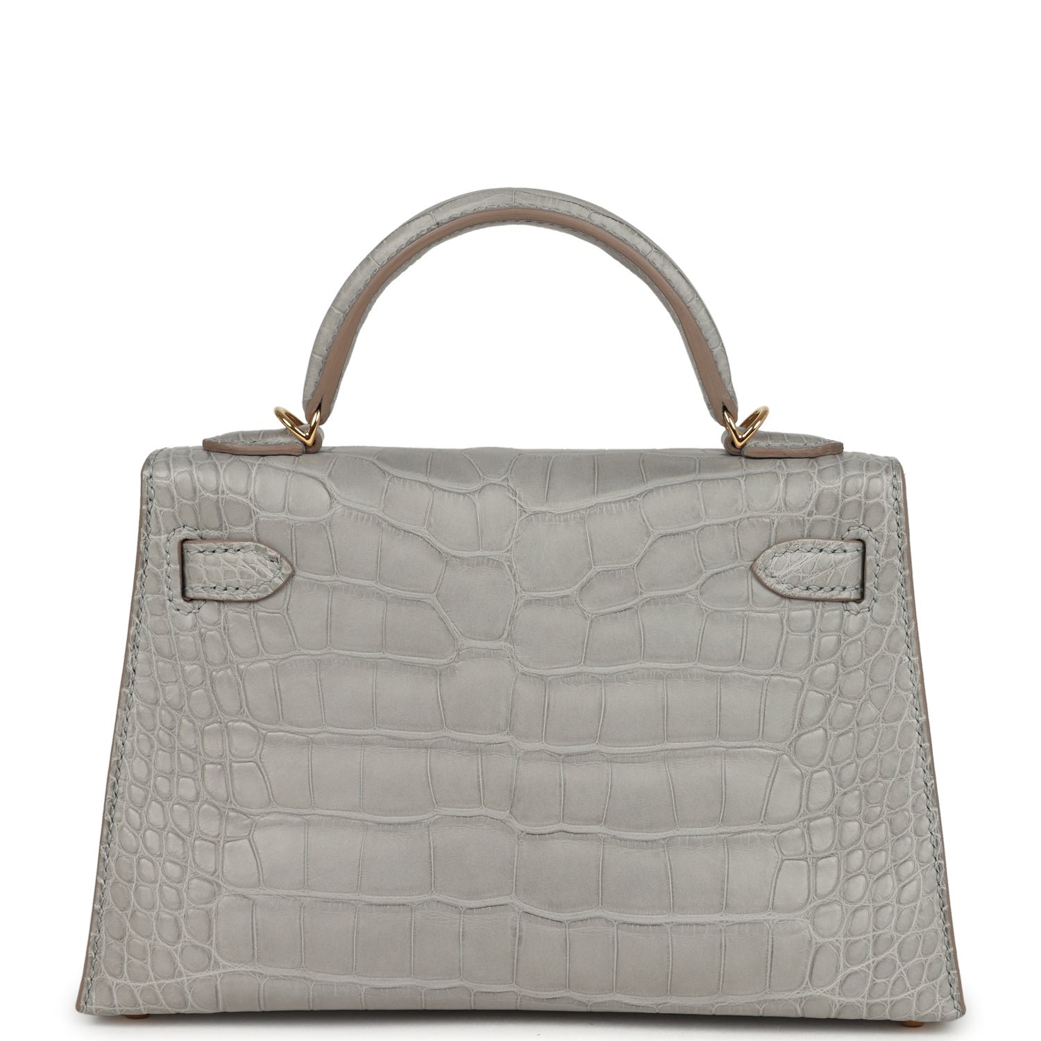 Hermes Special Order (HSS) Kelly Sellier 20 Gris Perle Verso Matte Alligator Gold Hardware - Image 4
