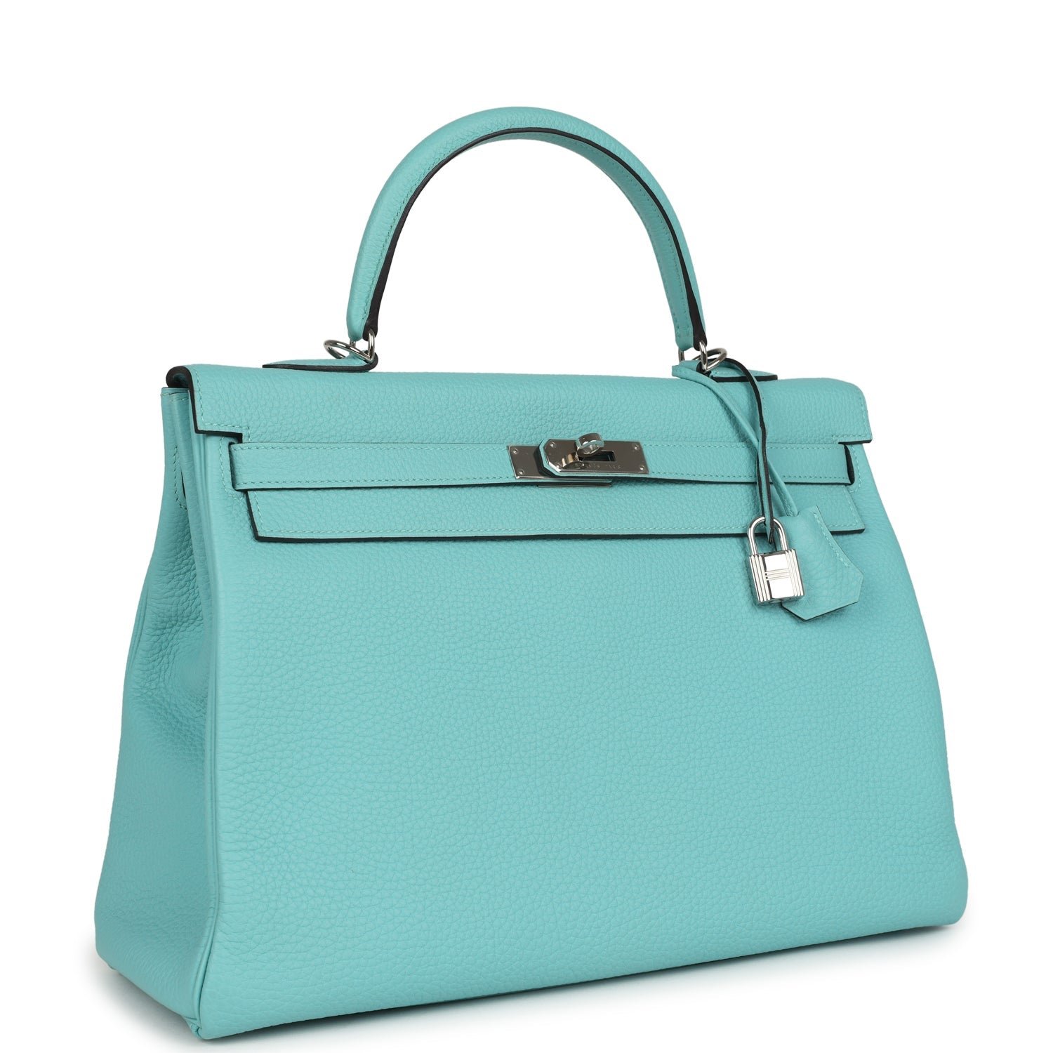 Hermes Kelly Retourne 35 Bleu Atoll Clemence Palladium Hardware - Image 2